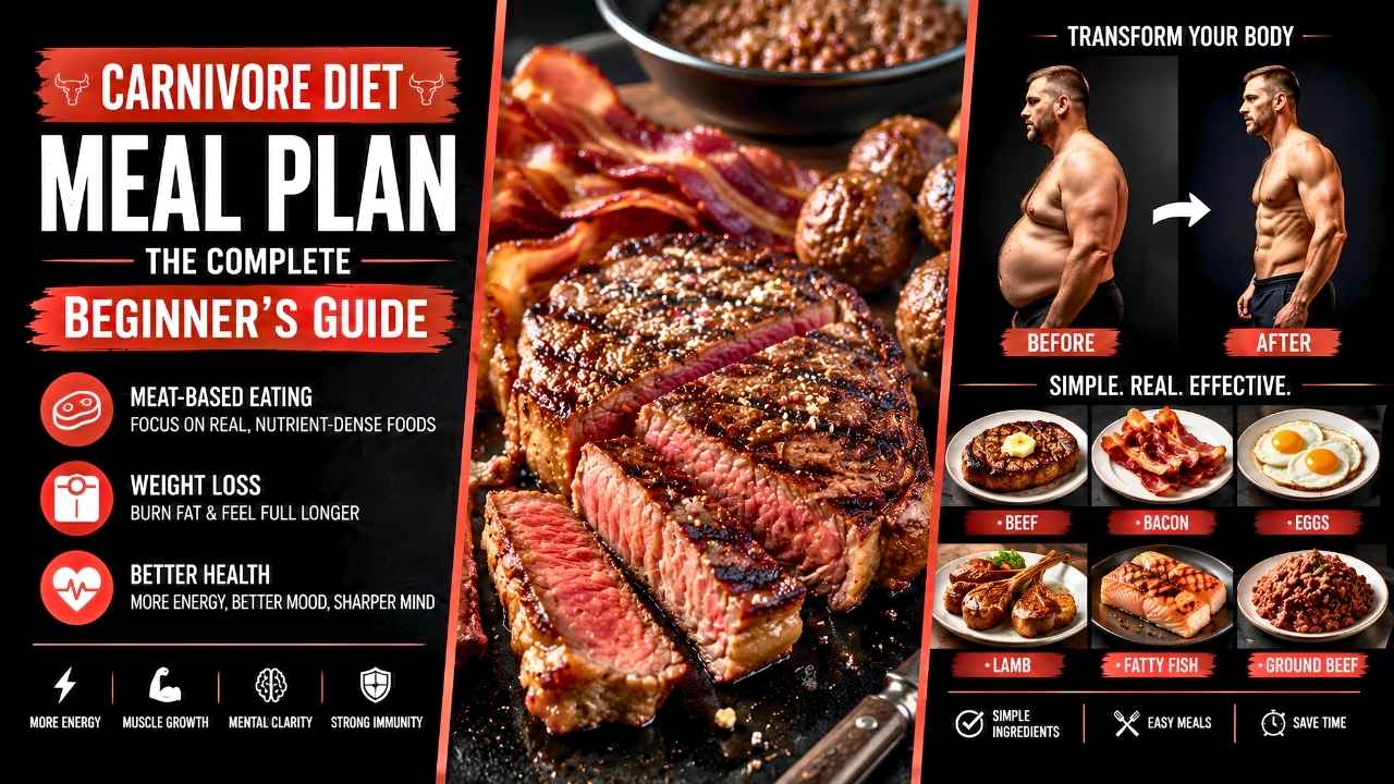 Carnivore Diet Meal Plan: The Complete Beginner’s Guide to Meat-Based Eating, Weight Loss, and Better Health