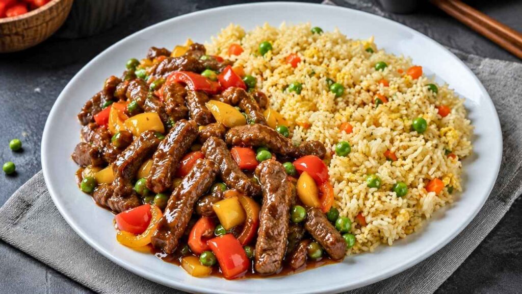 Easy Beef Stir-Fry with Fried Rice Platter Recipe – Better Than Takeout
