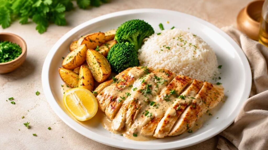 Juicy Grilled Chicken Platter with Delicious Classic Side Dishes Recipe