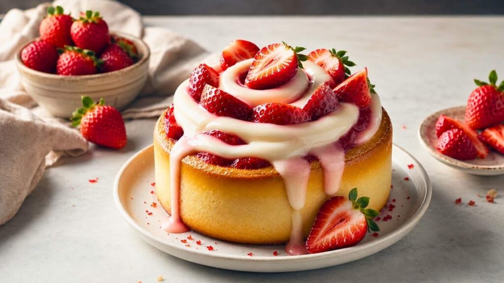 Fresh Strawberry Dessert Delight on a Marble Table – Easy Homemade Sweet Treat Recipe