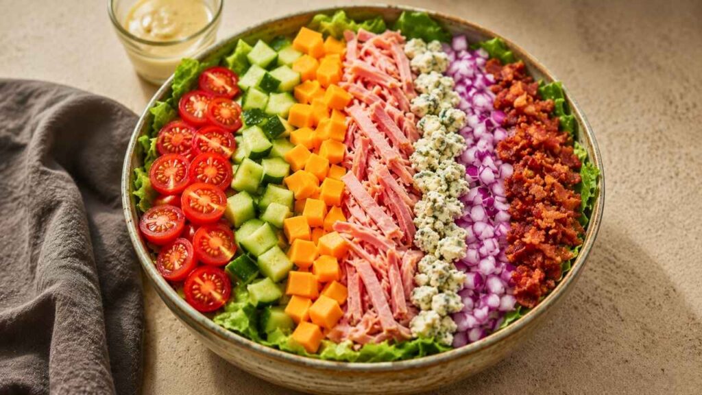 Fresh Aesthetic Cobb Salad with Creamy Homemade Dressing Recipe for a Healthy and Delicious Meal
