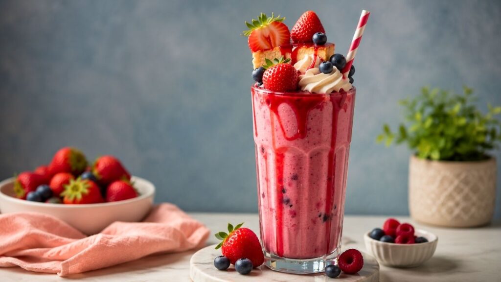 Berry Smoothie with Fresh Fruit Garnish: Healthy, Delicious, and Easy Homemade Smoothie Recipe
