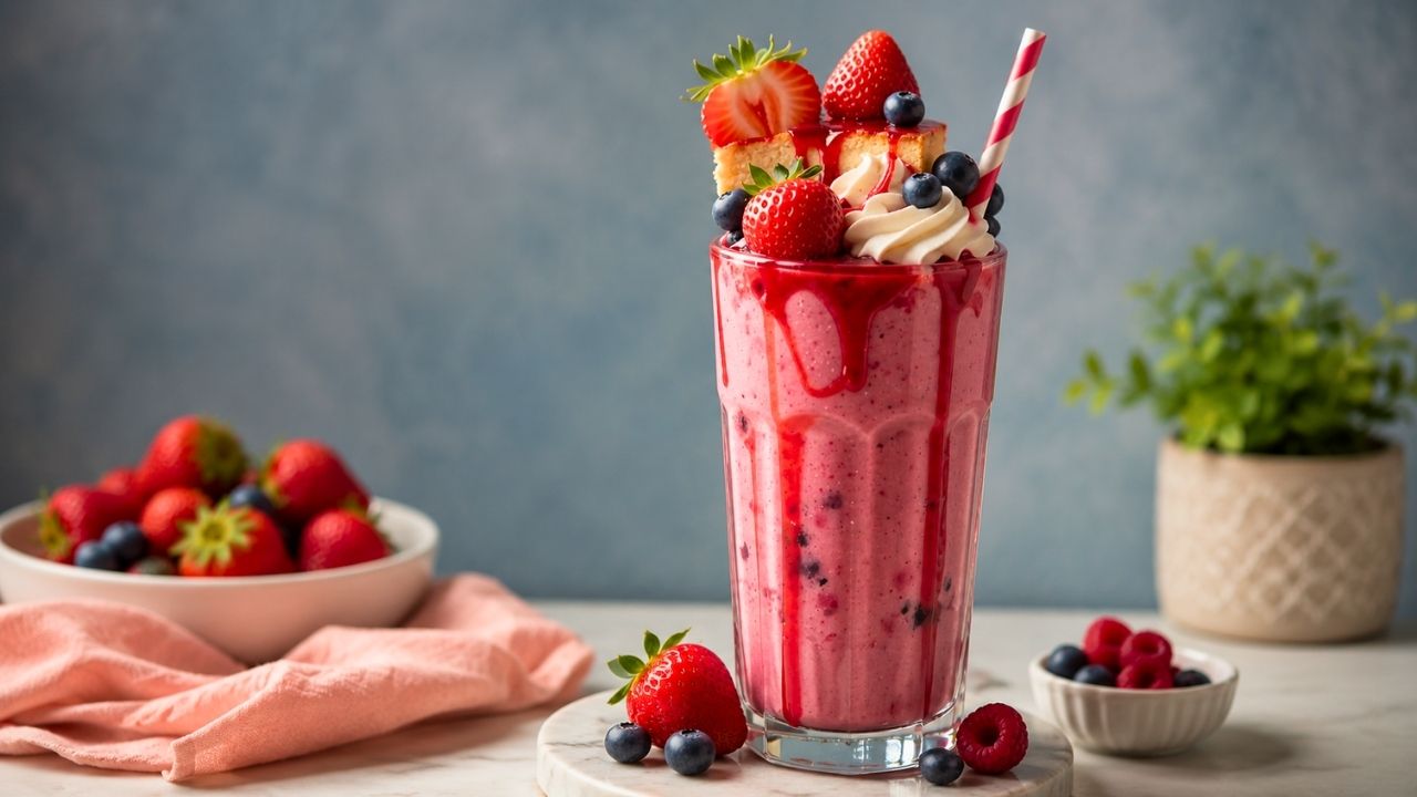 Berry Smoothie with Fresh Fruit Garnish: Healthy, Delicious, and Easy Homemade Smoothie Recipe