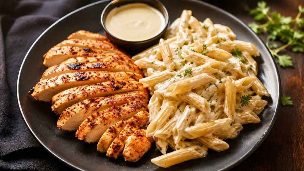 Grilled Chicken and Creamy Pasta Delight: