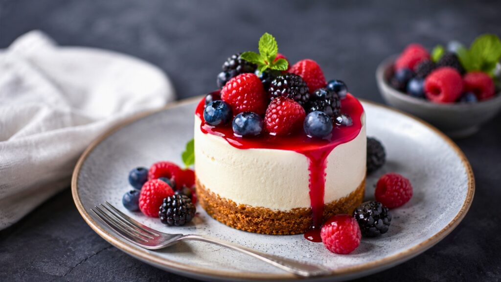 Easy Berry-Topped Cheesecake Recipe – Creamy Homemade Dessert with Fresh Mixed Berries
