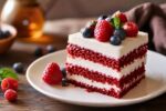 Delicious Red Velvet Cake Slice Recipe with Cream Cheese Frosting for a Rich and Moist Dessert Experience
