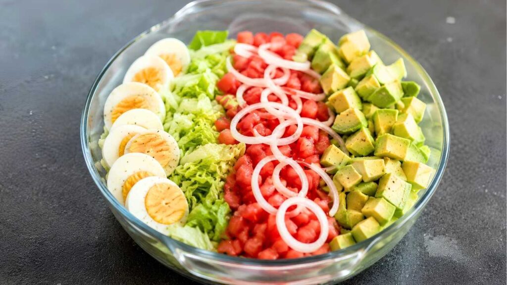 Healthy Colorful Salad Bowl Recipe with Fresh Vegetables and Delicious Toppings