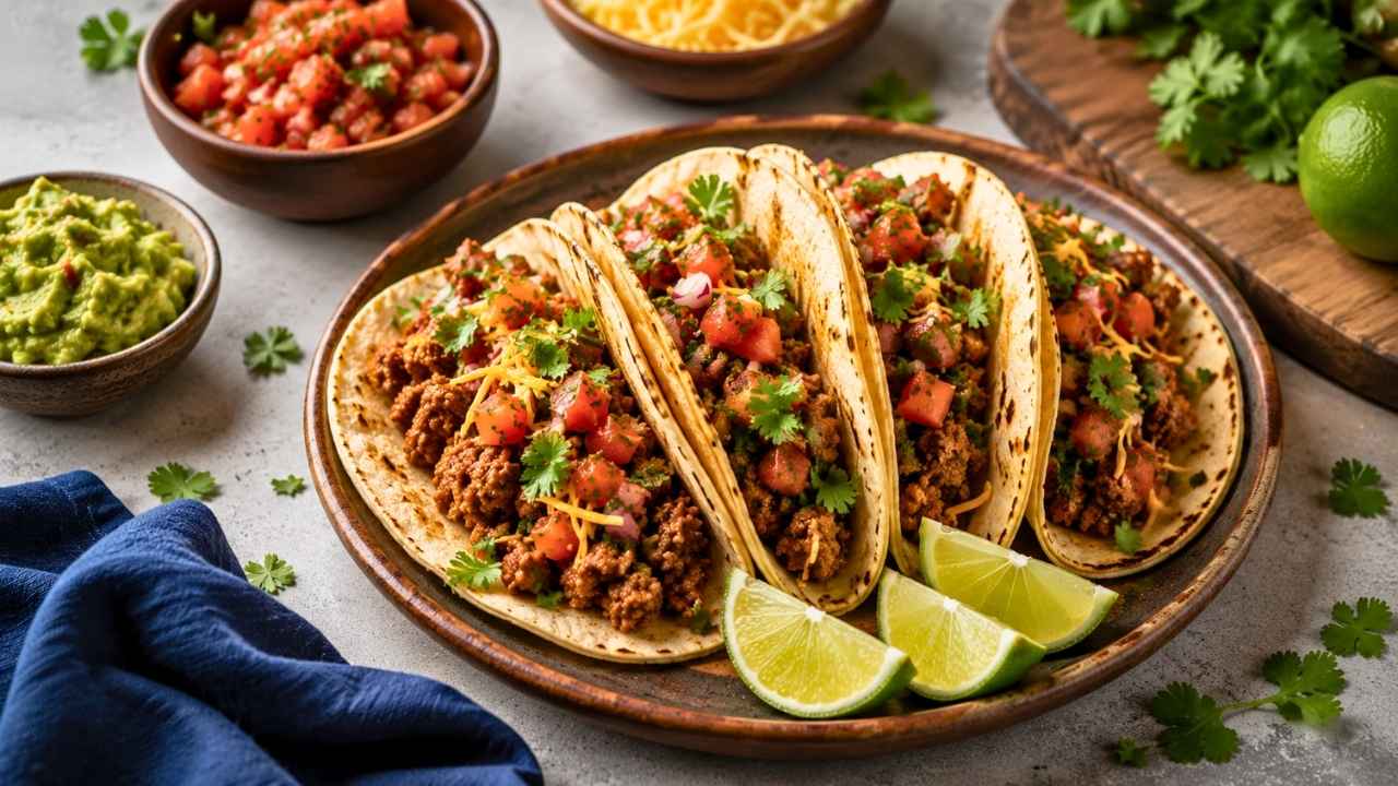 Delicious Taco Platter with Fresh Toppings – The Ultimate Mexican Feast for Every Taco Lover