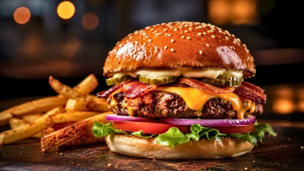 Gourmet Burger with Crispy Fries – The Ultimate Juicy Burger and Golden Fries Experience