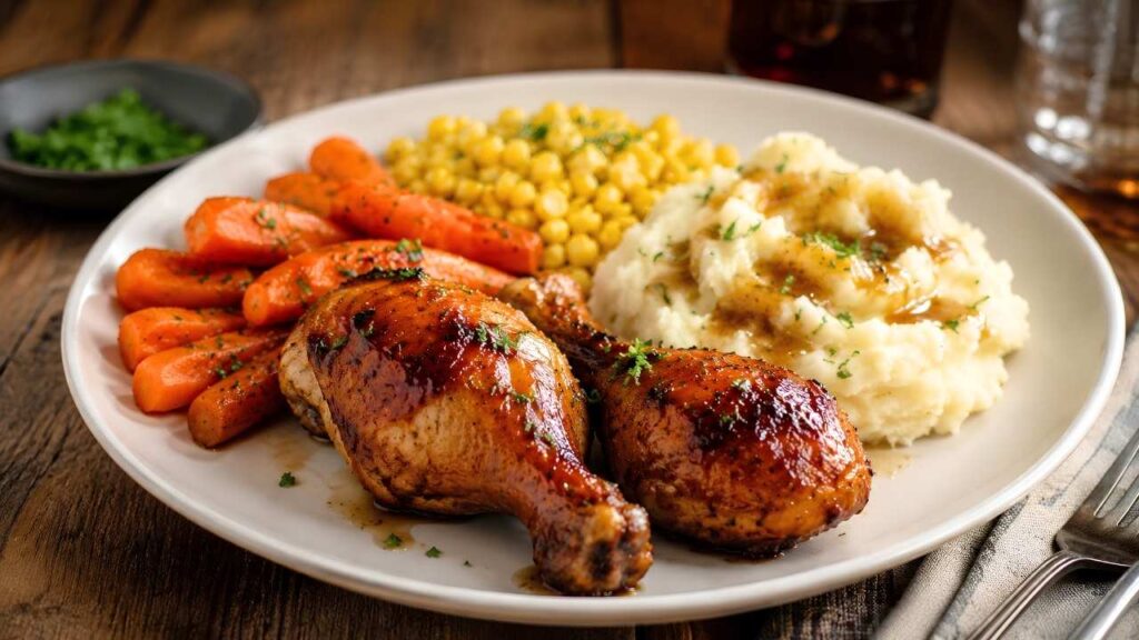 Hearty Homemade Meal on a Rustic Table – The Ultimate Comfort Food Experience for Family Dinners and Cozy Gatherings