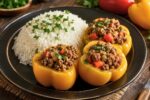 Stuffed Bell Peppers Filled with Seasoned Rice – Easy Homemade Comfort Food Recipe for a Rustic Family Dinner