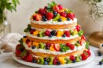 Fresh Fruit Layered Cake Centerpiece with Colorful Seasonal Fruits for Elegant Party Desserts and Special Celebrations