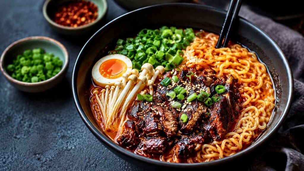 Spicy Ramen with Grilled Beef and Egg – Easy Homemade Japanese Noodle Bowl Packed with Bold Flavor and Comfort
