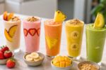 Colorful Smoothie Lineup Made with Fresh Fruits for Healthy and Delicious Drinks