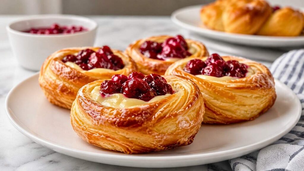 Flaky Pastries with Sweet Berry Compote – Delicious Breakfast and Dessert Ideas with Fresh Fruit Toppings
