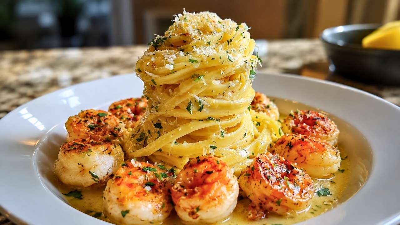 Creamy Shrimp and Pasta Recipe with Rich Garlic Sauce for an Easy and Delicious Restaurant-Style Meal